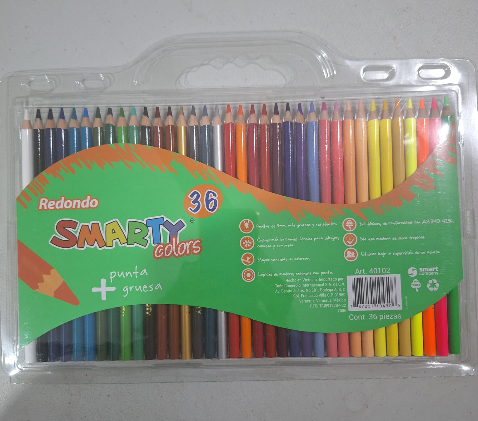 LAPICES DE COLOR REDONDOS SMARTY CON 36 PIEZAS