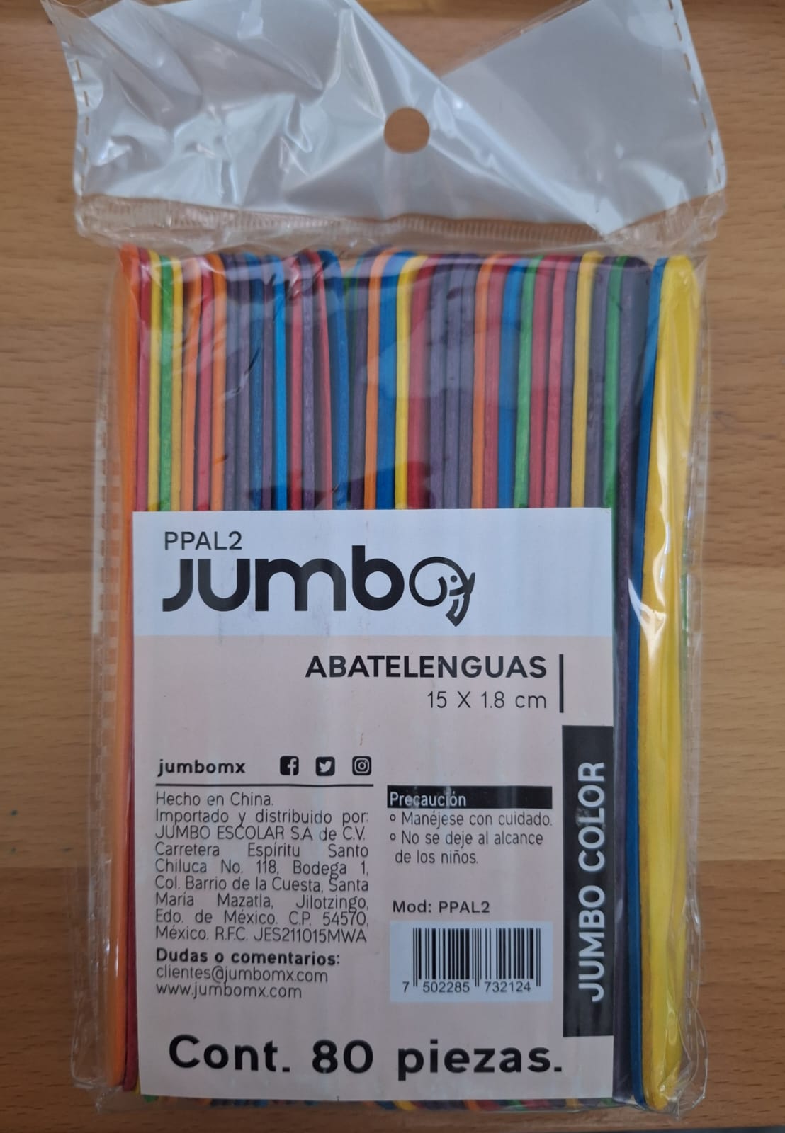 ABATELENGUAS JUMBO DE COLOR 80 PZS