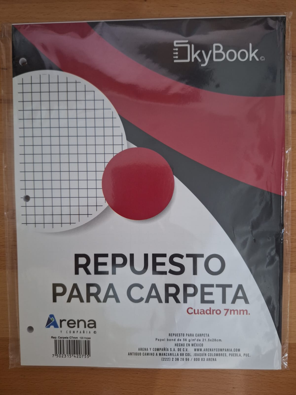 HOJA DE REPUESTO 7 MM PARA CARPETA 100H
