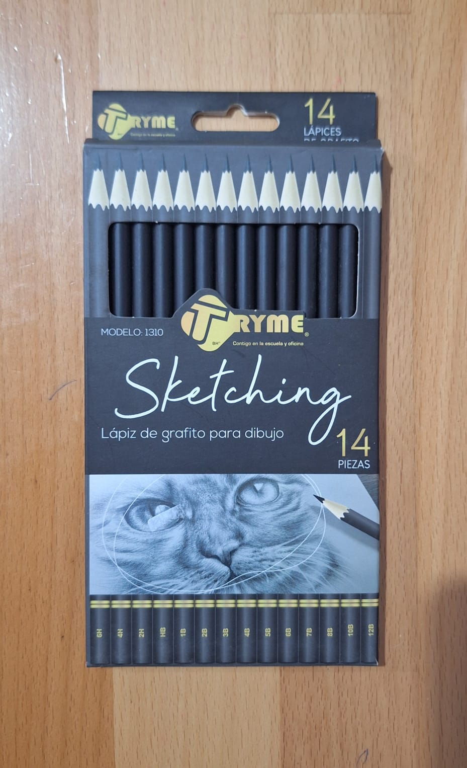 LAPIZ DE GRAFITO PARA DIBUJO SKETCHING TRYME CAJA  CON 14 PIEZAS