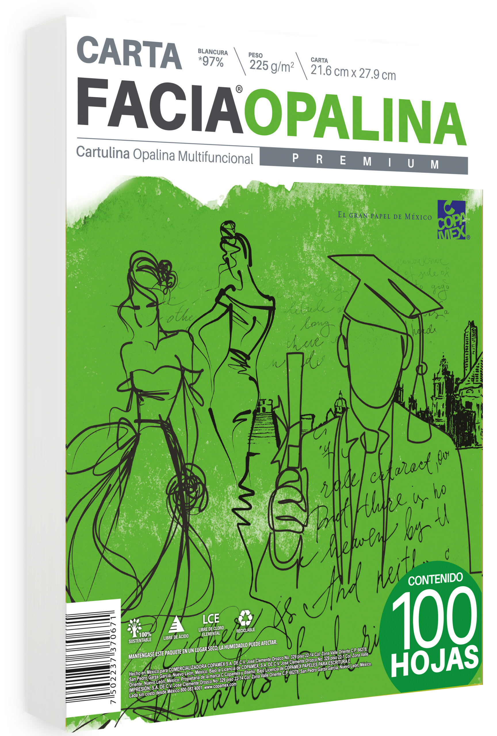 PAPEL OPALINA CARTULINA FACIA CARTA BLANCA 225 GR